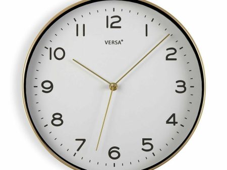 Wall Clock Versa White Golden Quartz 30,5 x 4,3 x 30,5 cm Online Hot Sale