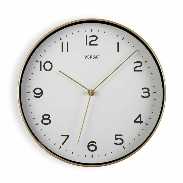 Wall Clock Versa White Golden Quartz 30,5 x 4,3 x 30,5 cm Online Hot Sale