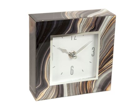 Table clock Romimex Black Golden Glass 14 x 14 x 4 cm Online