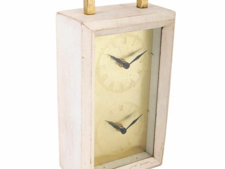 Table clock Alexandra House Living Brass Glass Iron Mango wood 9 x 30 x 15 cm Online Hot Sale