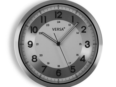 Wall Clock Versa Silver Metal Aluminium Quartz 4,1 x 30,5 x 30,5 cm Online Sale