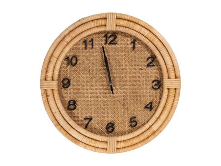 Wall Clock Romimex Brown wicker Fir wood MDF Wood 46 x 46 x 6 cm For Sale