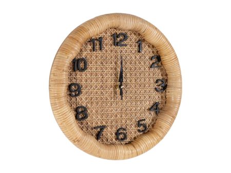 Wall Clock Romimex Brown wicker Fir wood MDF Wood 36 x 36 x 6 cm For Sale