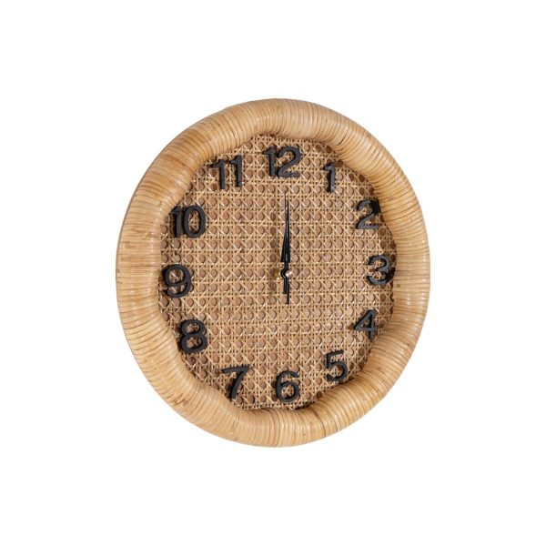 Wall Clock Romimex Brown wicker Fir wood MDF Wood 36 x 36 x 6 cm For Sale