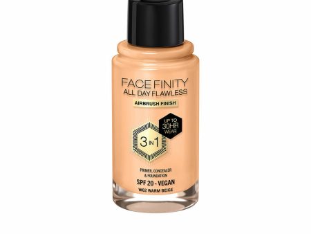 Crème Make-up Base Max Factor Face Finity All Day Flawless 3-in-1 Spf 20 Nº W62 Warm beige 30 ml Discount