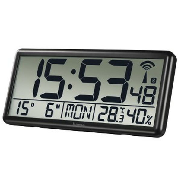 Wall Clock Hama Jumbo Black Plastic For Cheap