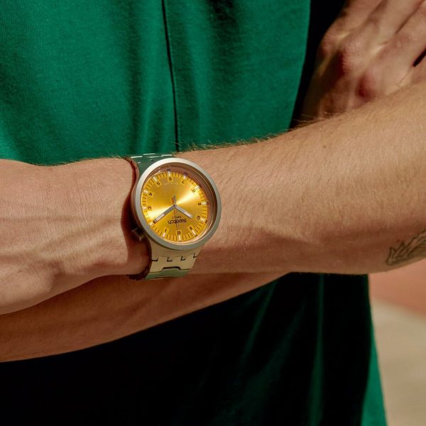 Unisex Watch Swatch SB07S103G Yellow Silver Hot on Sale