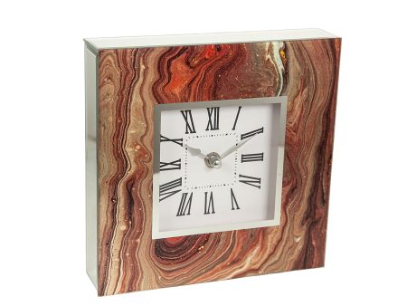 Table clock Romimex Brown Golden Glass 20 x 20 x 5 cm Fashion