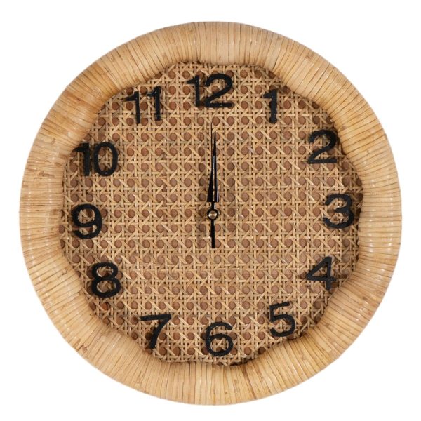 Wall Clock Romimex Brown wicker Fir wood MDF Wood 36 x 36 x 6 cm For Sale