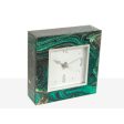 Table clock Romimex Green Transparent Cream Glass 14 x 14 x 4 cm Supply